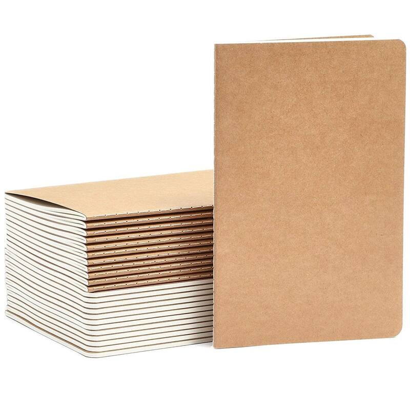 Paper Junkie 24 Pack Blank Journals, Bulk Sketchbooks, A5 Kraft Paper Notebooks, 5.5 x 8.3 In