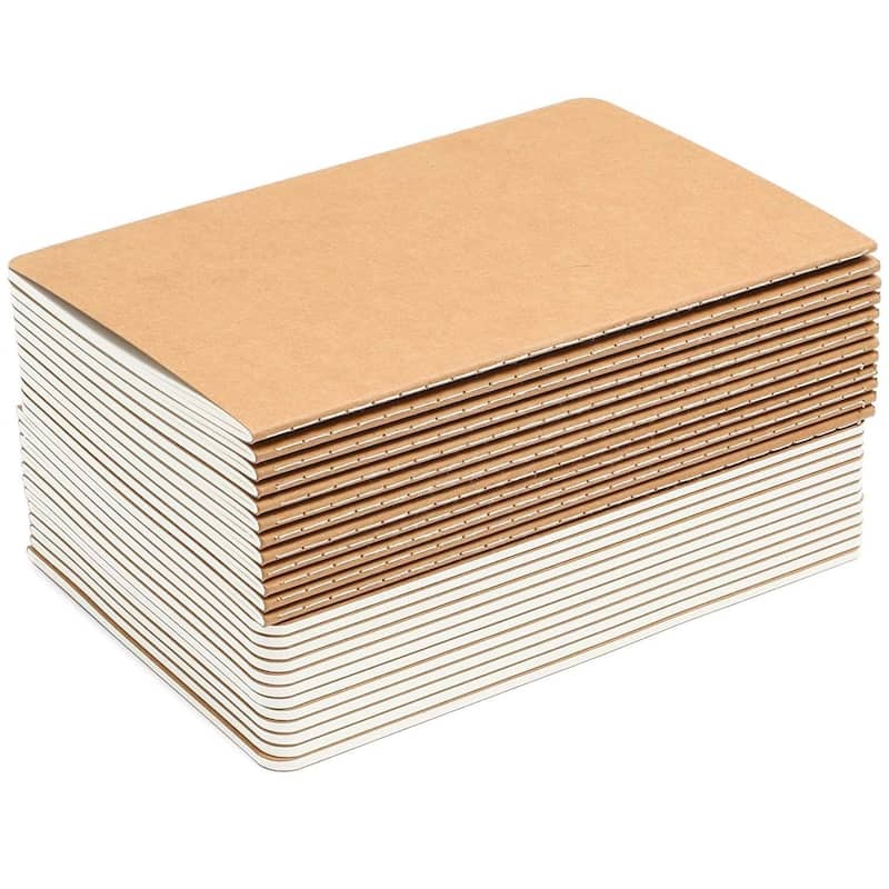 Paper Junkie 24 Pack Blank Journals, Bulk Sketchbooks, A5 Kraft Paper Notebooks, 5.5 x 8.3 In