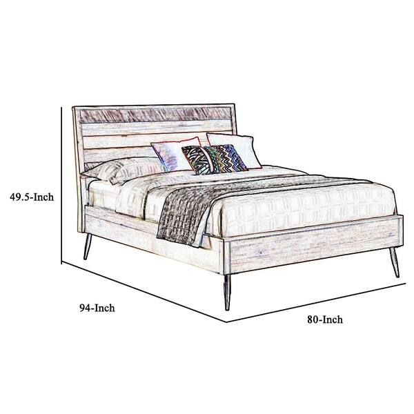 California King Bed with Plank Style Headboard and Round Tapered Legs