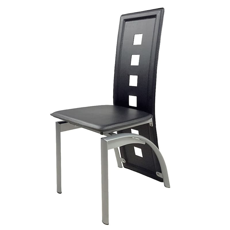 16.9" 4pcs High Grade PVC Leather Comfortable Chairs Black - Set of 4