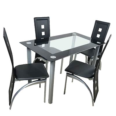 16.9" 4pcs High Grade PVC Leather Comfortable Chairs Black
