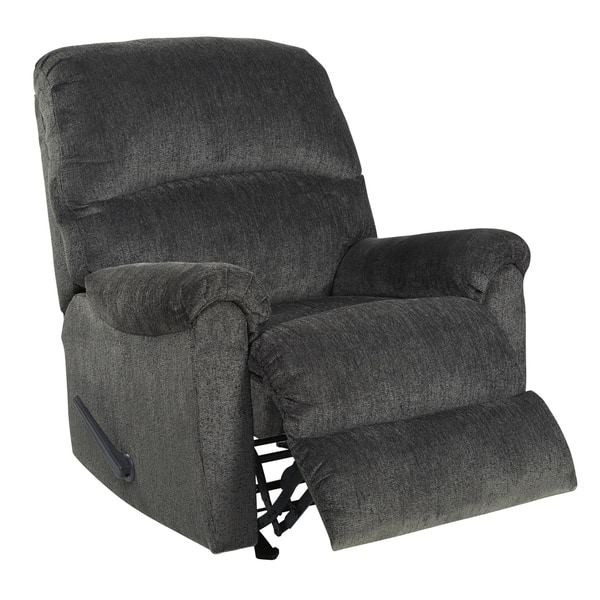 slide 2 of 5, Fabric Upholstered Rocker Recliner with Pillow Top Arm, Smoke Gray
