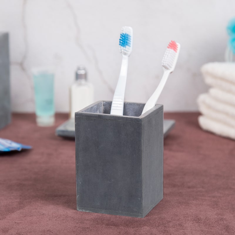 Creative Home Soapstone Tumbler, Toothbrush Holder, Makeup Brush Organizer - Grey