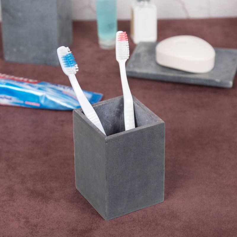 Creative Home Soapstone Tumbler, Toothbrush Holder, Makeup Brush Organizer - Grey