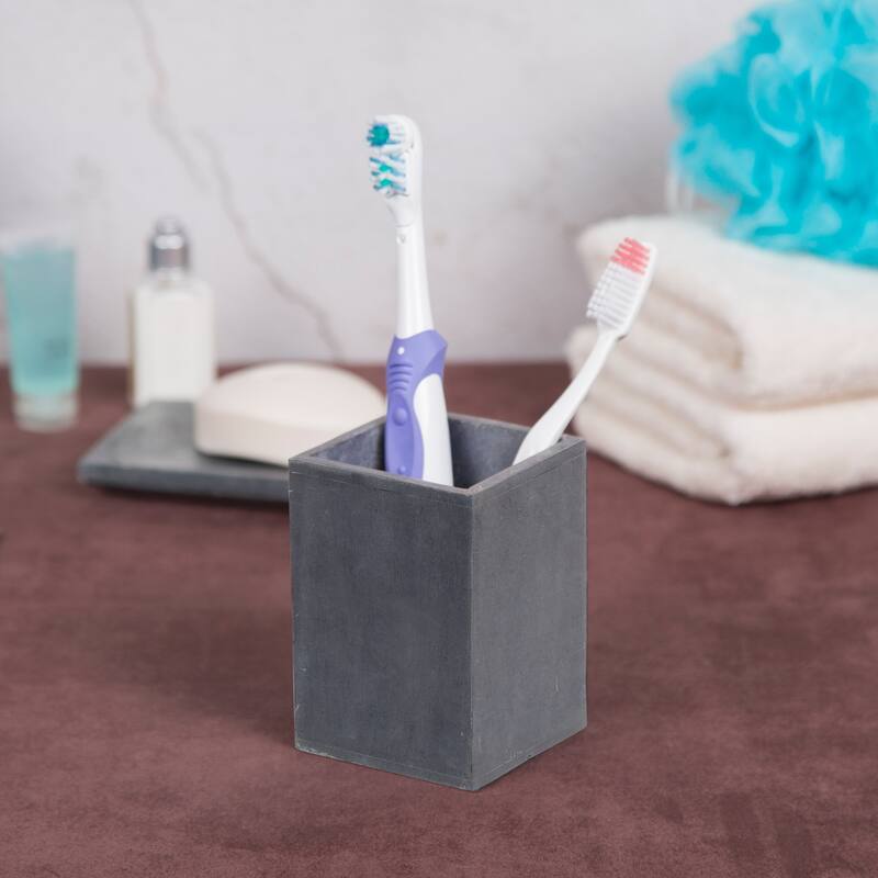 Creative Home Soapstone Tumbler, Toothbrush Holder, Makeup Brush Organizer - Grey