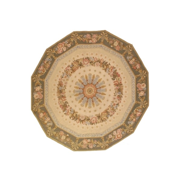 Beige Classic Aubusson Octagon Rug 8' X 8' - 8' x 10'/Surplus1 - Bed ...