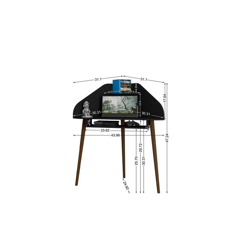 Bradley 4-Piece Round Sectional Cubicle Desk with Keyboard Shelf by Manhattan Comfort
