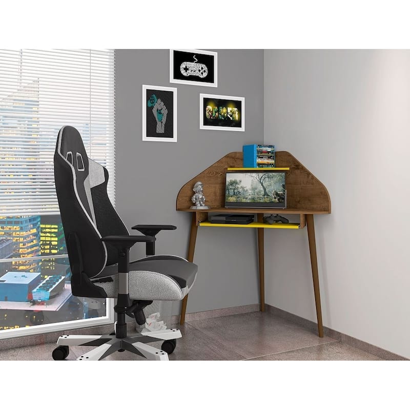 Bradley 4-Piece Round Sectional Cubicle Desk with Keyboard Shelf by Manhattan Comfort