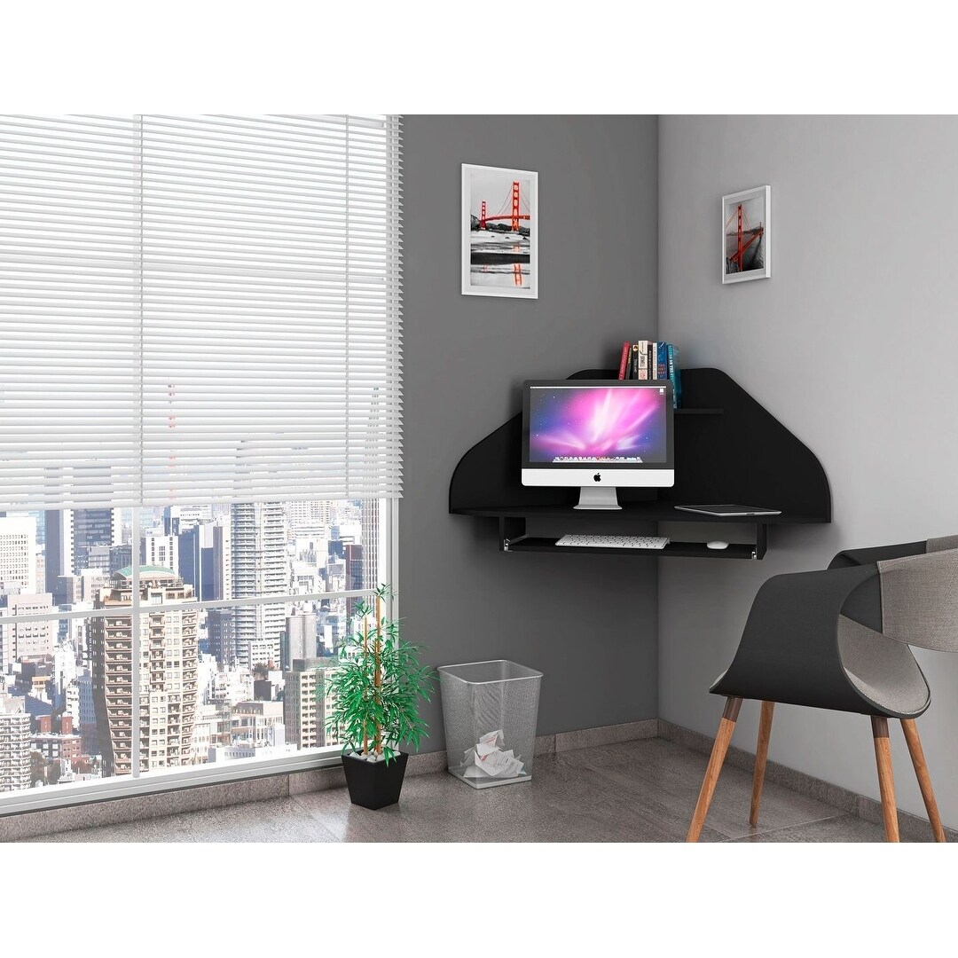Bradley Floating Corner Desk with Keyboard Shelf by Manhattan Comfort