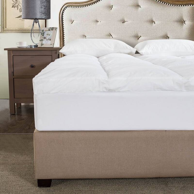 Dual Chamber Down Alternative and Nano Feather Mattress Topper - White