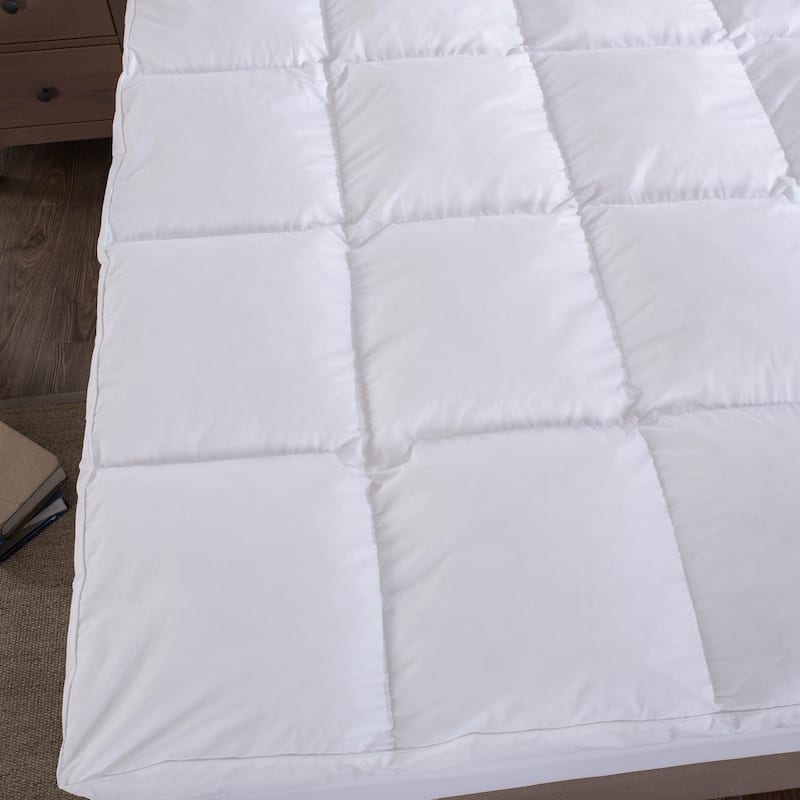 Dual Chamber Down Alternative and Nano Feather Mattress Topper - White
