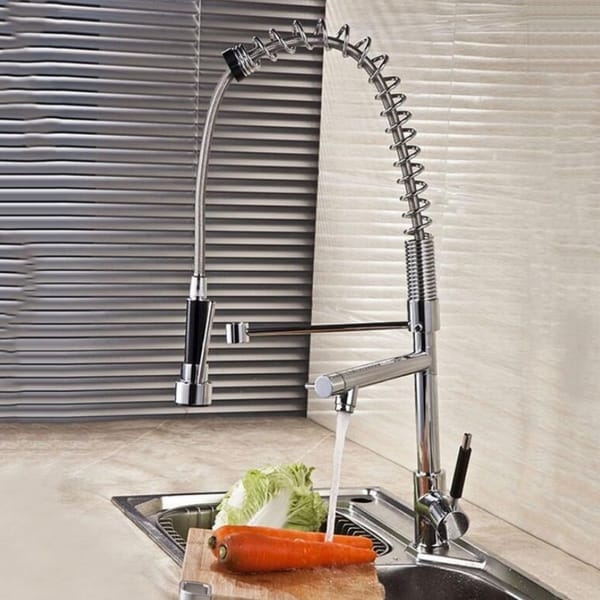 HighlanderHome Modern Kitchen Faucet Double Head Chrome Finished ...