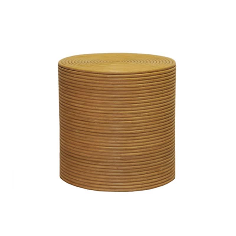 Spiral Rattan Round Side Table - Rattan - Accent Tables - Traditional - Natural Finish - Natural - Drum - Wicker - Assembled - Wicker - Handmade