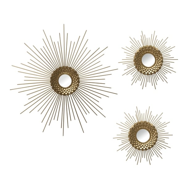 Stratton Home Decor Set of 3 Gold Starburst Wall Mirrors - 18.00 X 0.75 X 18.00. Opens flyout.
