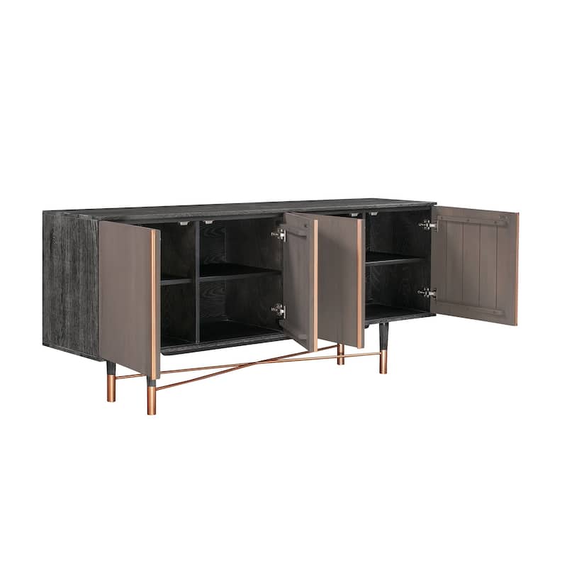 Turin 79 inch Oak Wood Sideboard Buffet Storage Cabinet