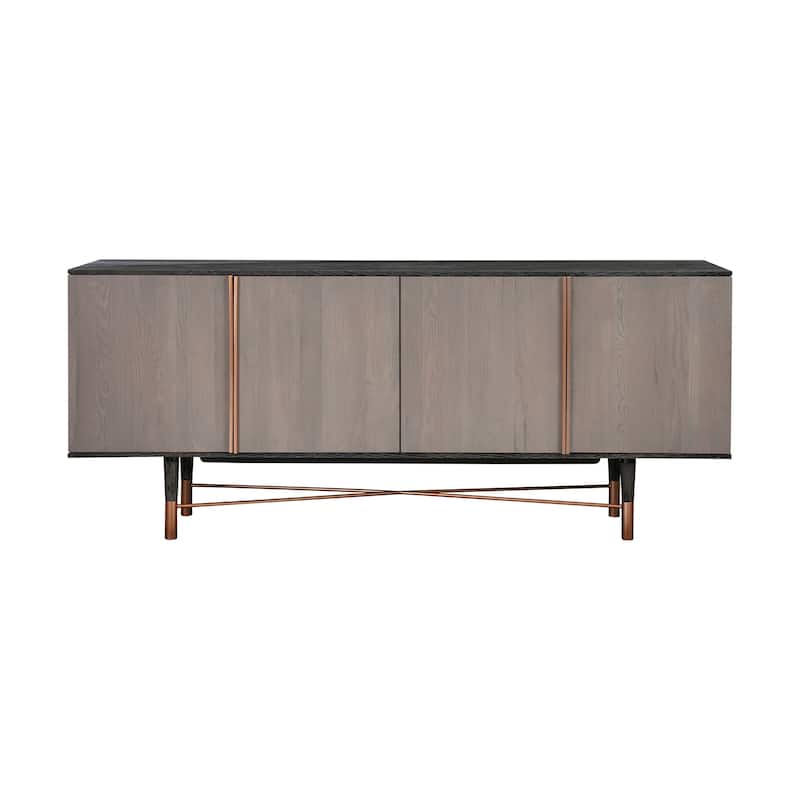 Turin 79 inch Oak Wood Sideboard Buffet Storage Cabinet