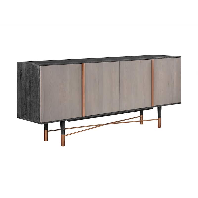 Turin 79 inch Oak Wood Sideboard Buffet Storage Cabinet