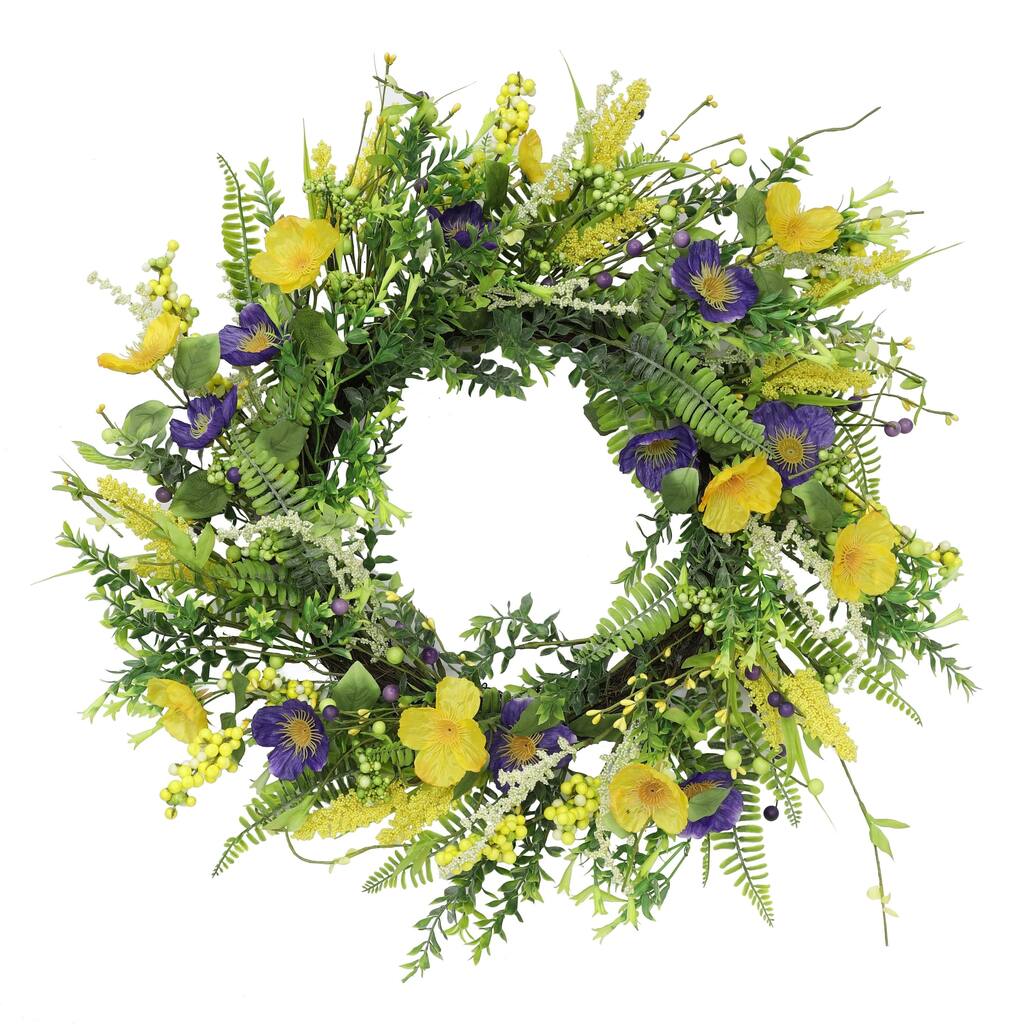 Puleo International 24" Artificial Spring Mixed Floral Wreath