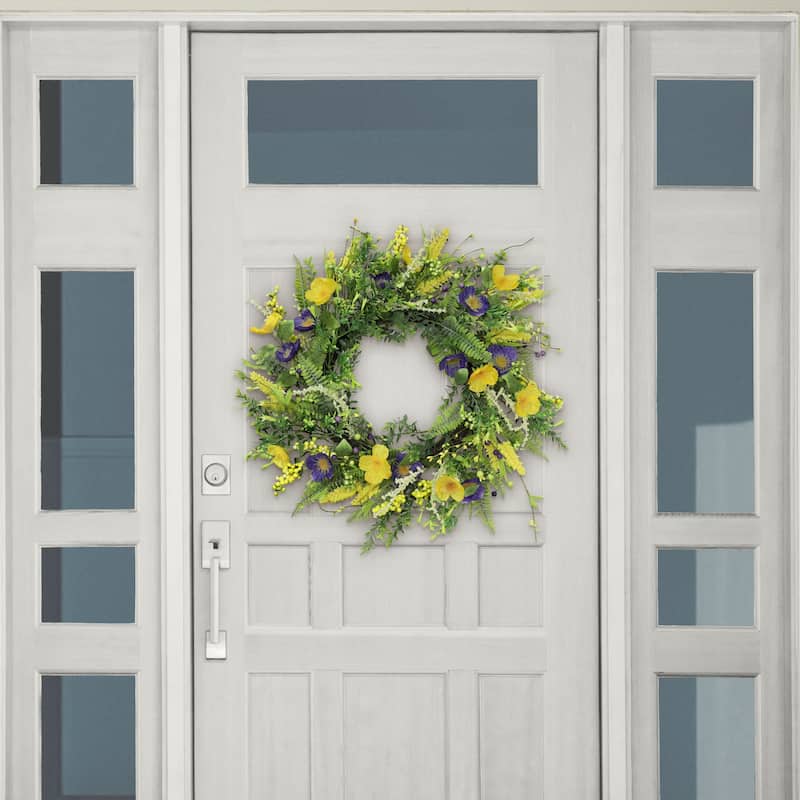 Puleo International 24" Artificial Spring Mixed Floral Wreath