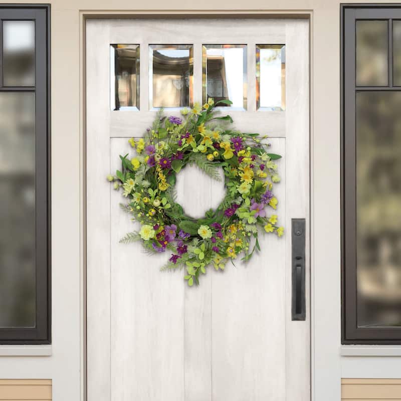 Puleo International 24" Artificial Spring Mixed Floral Wreath