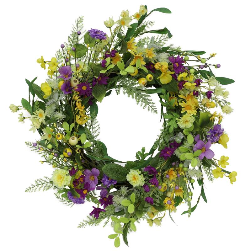 Puleo International 24" Artificial Spring Mixed Floral Wreath
