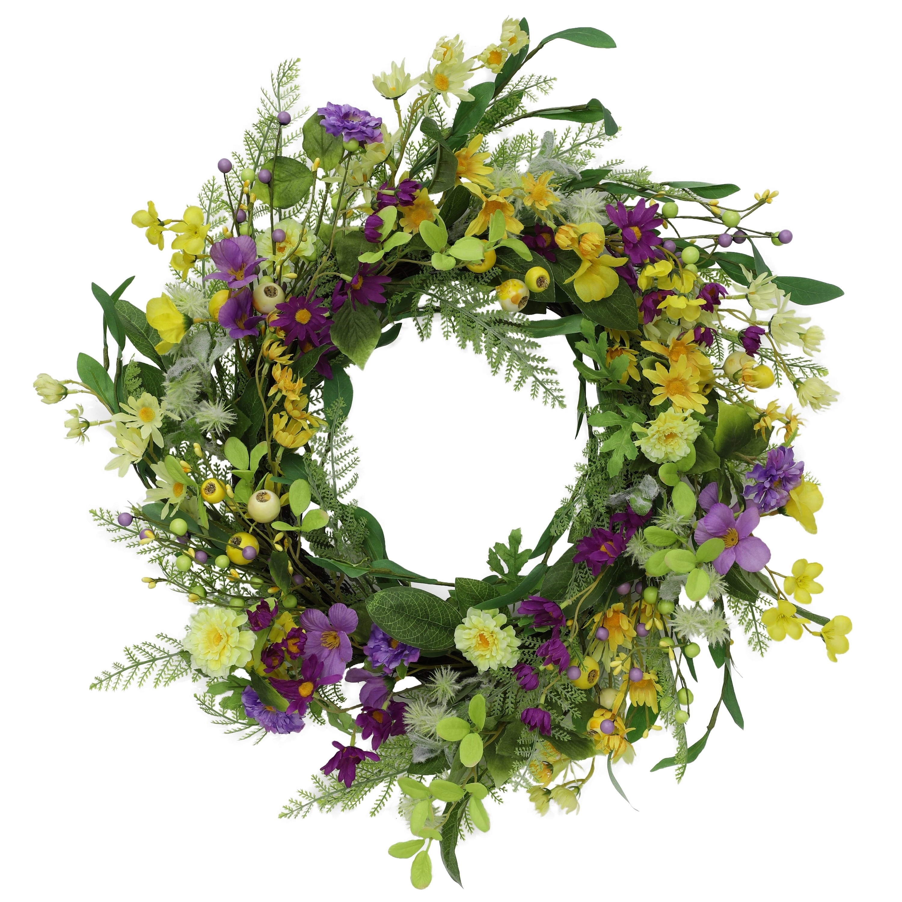 Puleo International 24" Artificial Spring Mixed Floral Wreath
