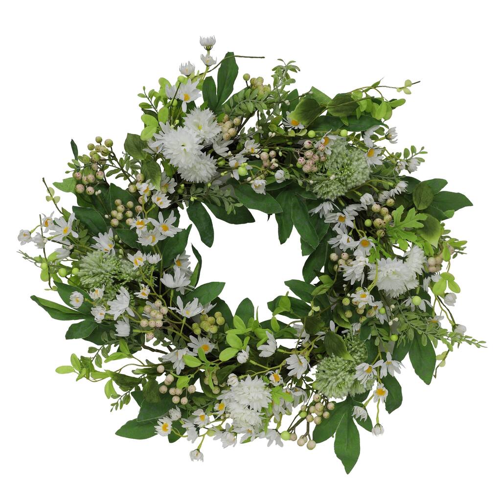 Puleo International 24" Artificial Daisy Spring Mixed Flower Wreath