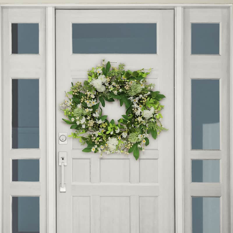Puleo International 24" Artificial Daisy Spring Mixed Flower Wreath