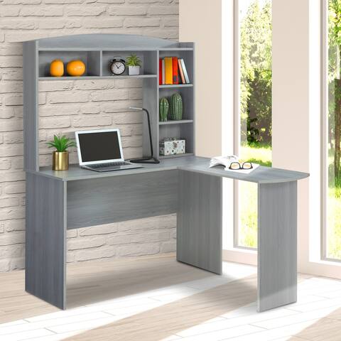 Modern Designs L-Shaped Desk with Hutch - Grey