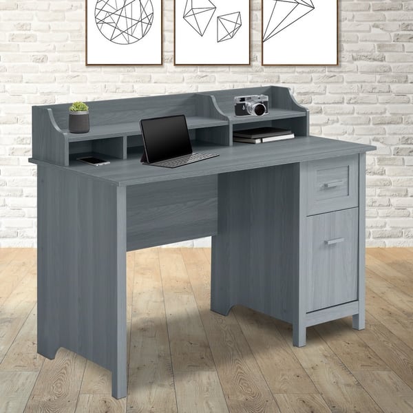 Modern Designs Classic Office Desk with Storage - Grey - Overstock -  31099553