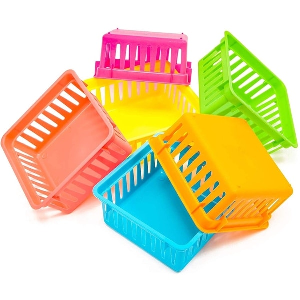12 Pack 6 Colors Plastic Pen & Pencil Storage Baskets Trays for Classroom Organizer Drawers Shelves Closet And Desk. Opens flyout.