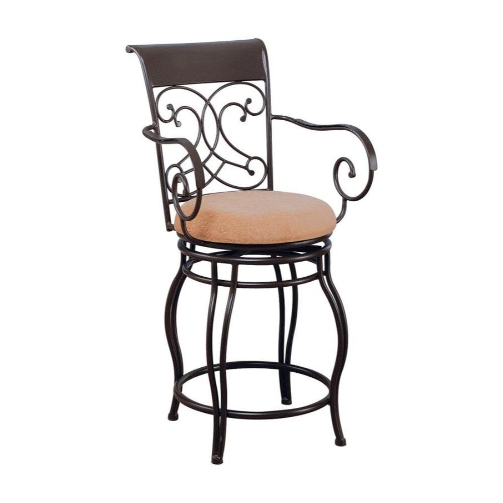 Coaster 24 inch Metal Counter Stool with Upholstered Seat Beige and Bronze (Single - Counter Height - 23-28 in.)