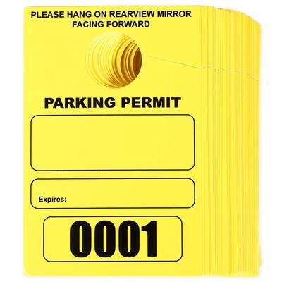Juvale 100pcs Temporary Parking Permit Hang Tag over Mirrors Numbered 1-100 Neon Yellow