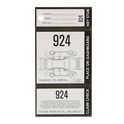 Juvale 2000pcs 3 Part Valet Parking Tickets Numbered Tags with Keyhole