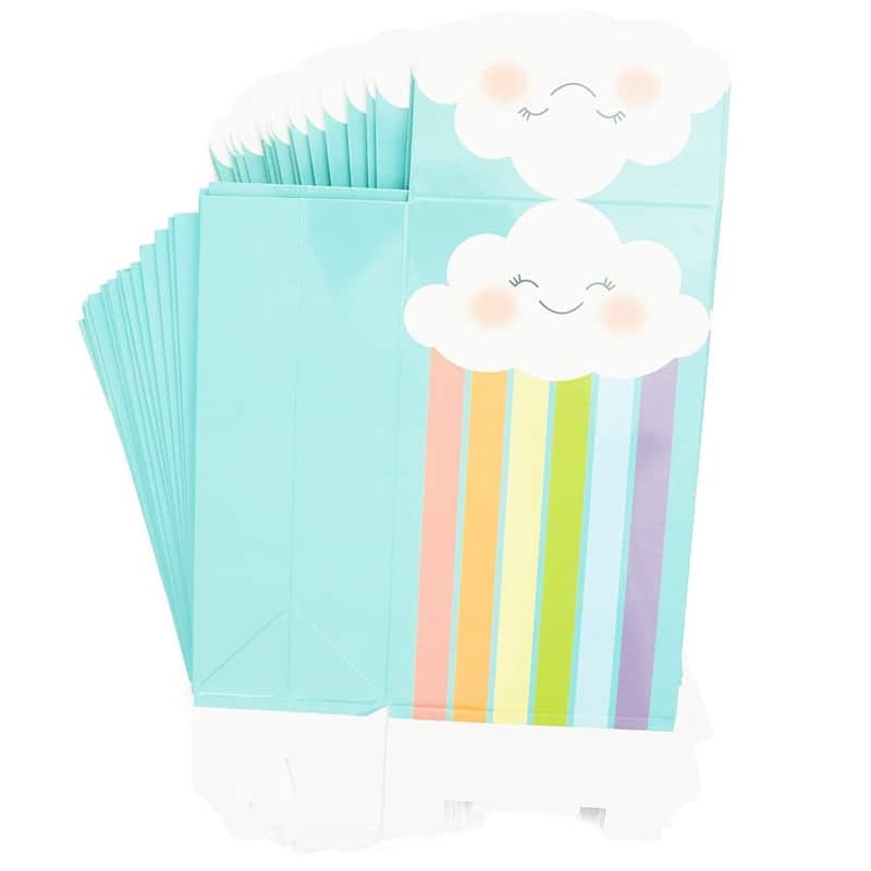 Blue Panda 24 Pack Rainbow Goodie Bags with Stickers for Birthday Party Favors, 6.5x4x3"