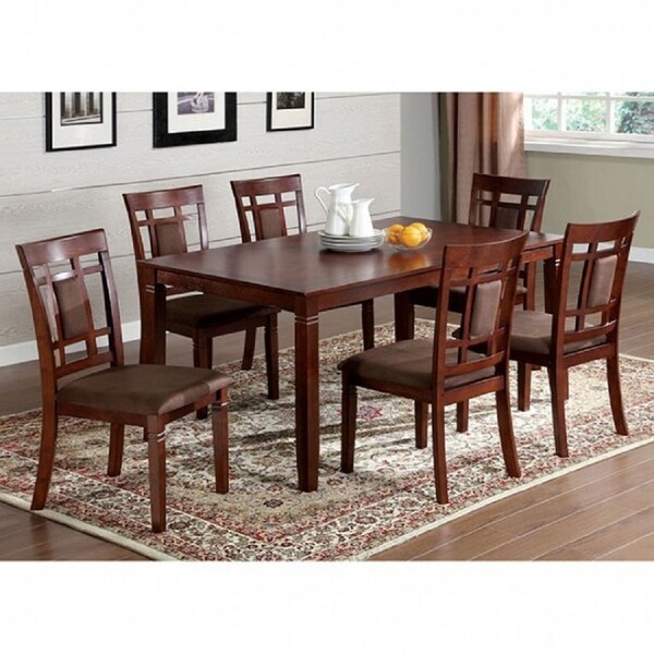 Shop 7-piece Dining Table Set, Dark Cherry And Brown - Overstock - 31101821