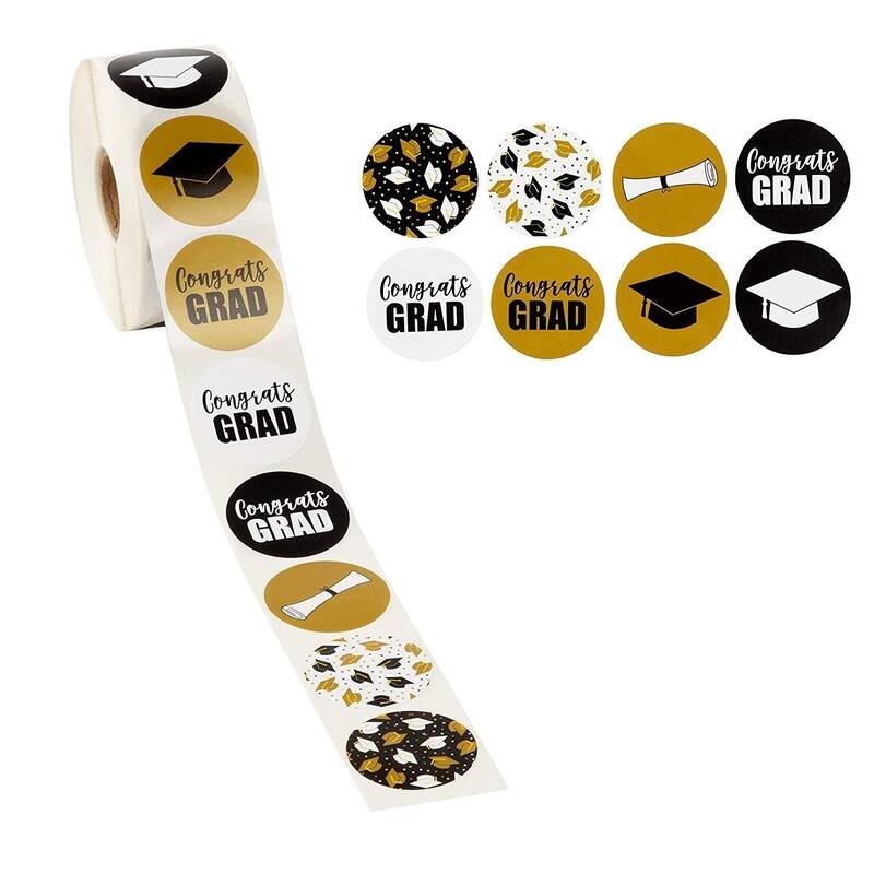 Bright Creations 1000 Pack Graduation Stickers Labels for Invitations Seal, 8 Design, 1.5 inch