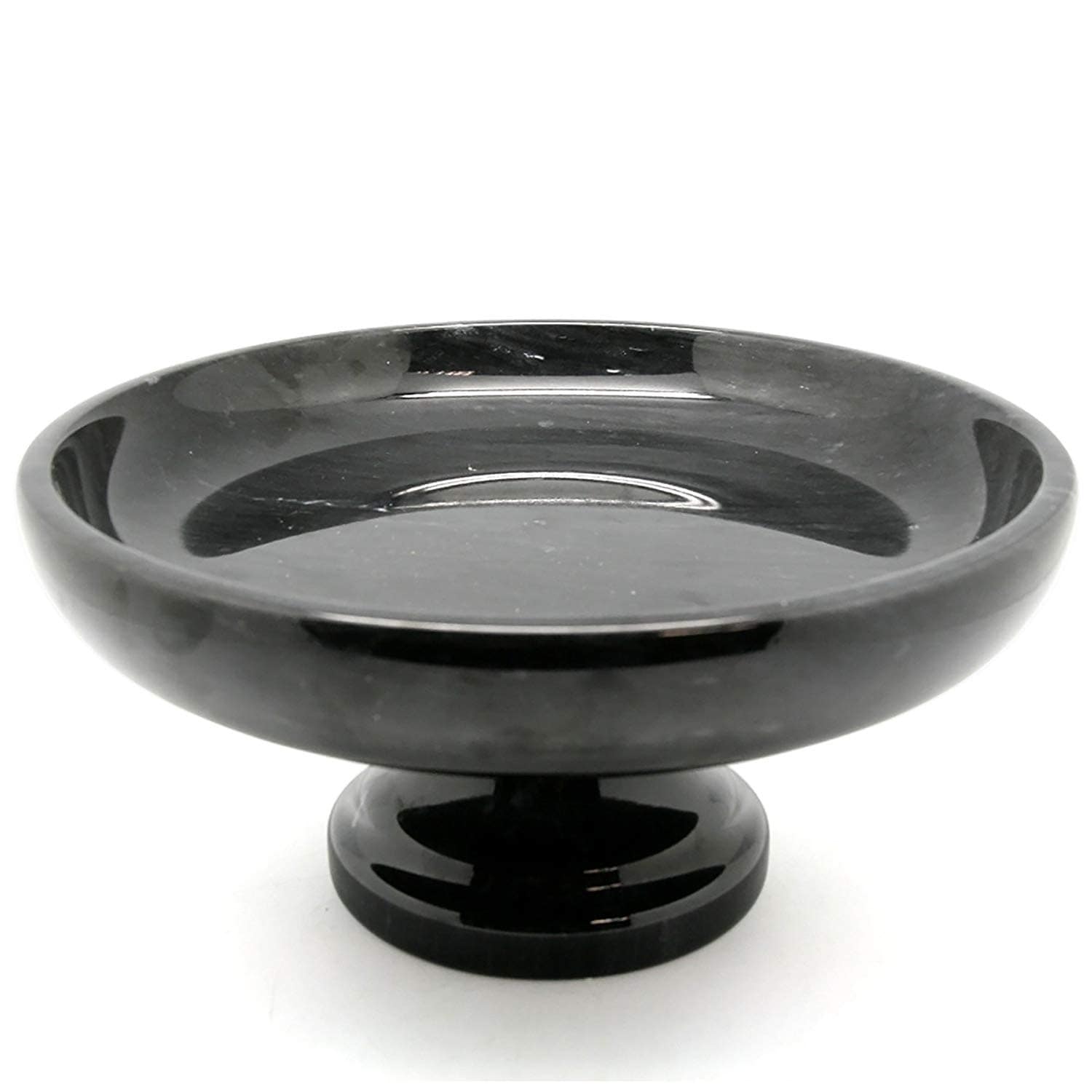 Creative Home Black Marble Fruit Bowl On Pedestal Black Marble Fruit Bowl On Pedestal