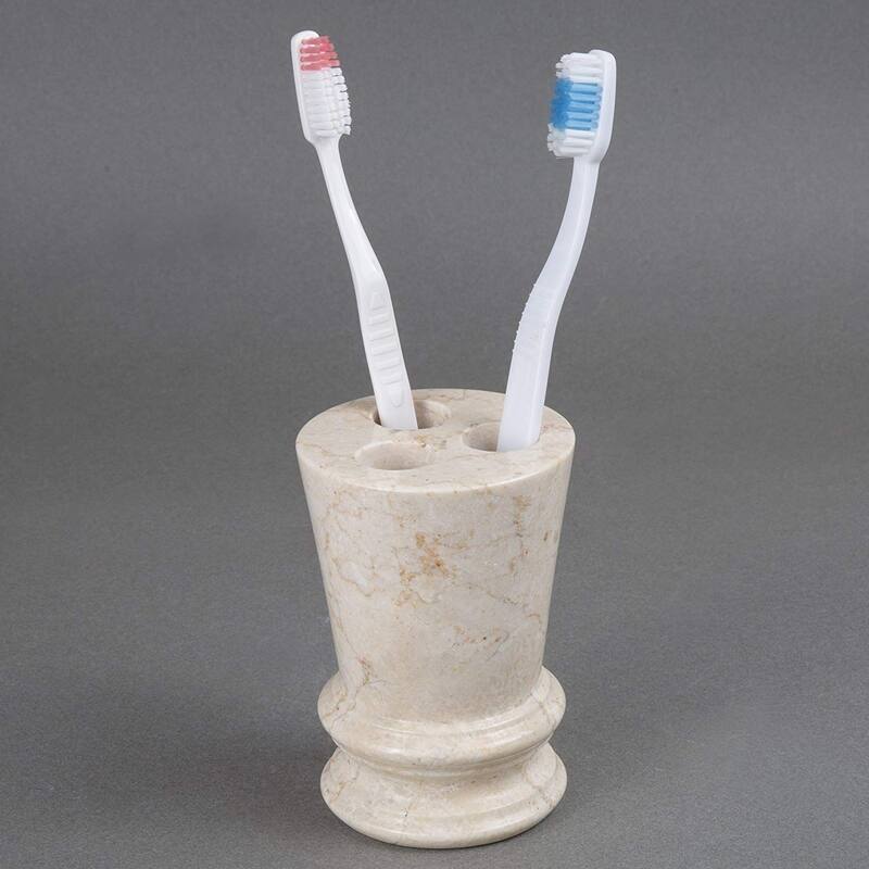Creative Home Francesca Colleciton Champagne Marble Toothbrush Holder, Tooth Brush Holder - Beige