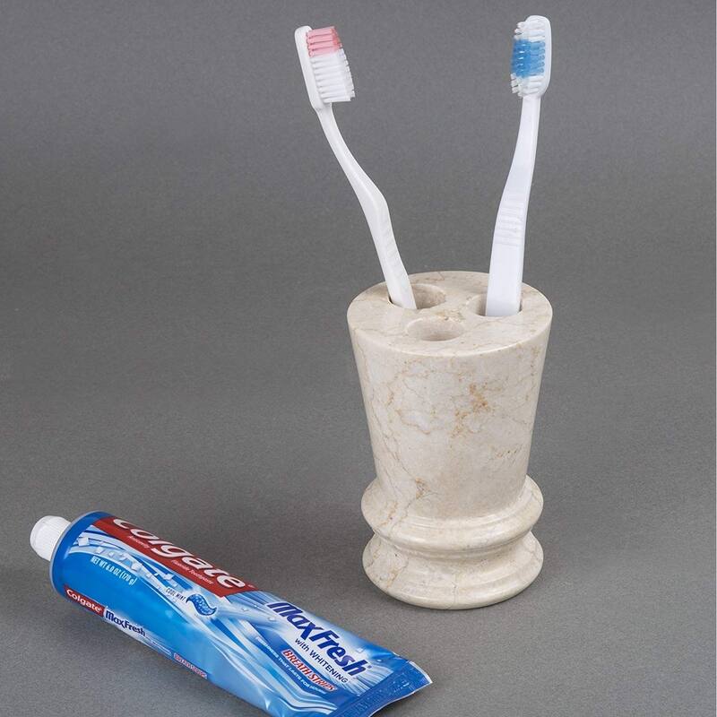 Creative Home Francesca Colleciton Champagne Marble Toothbrush Holder, Tooth Brush Holder - Beige