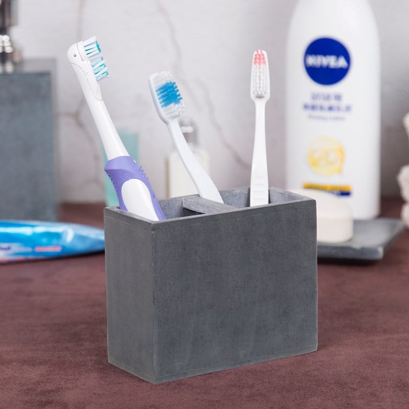 Creative Home Soapstone Rectangular Toothbrush Holder - Grey