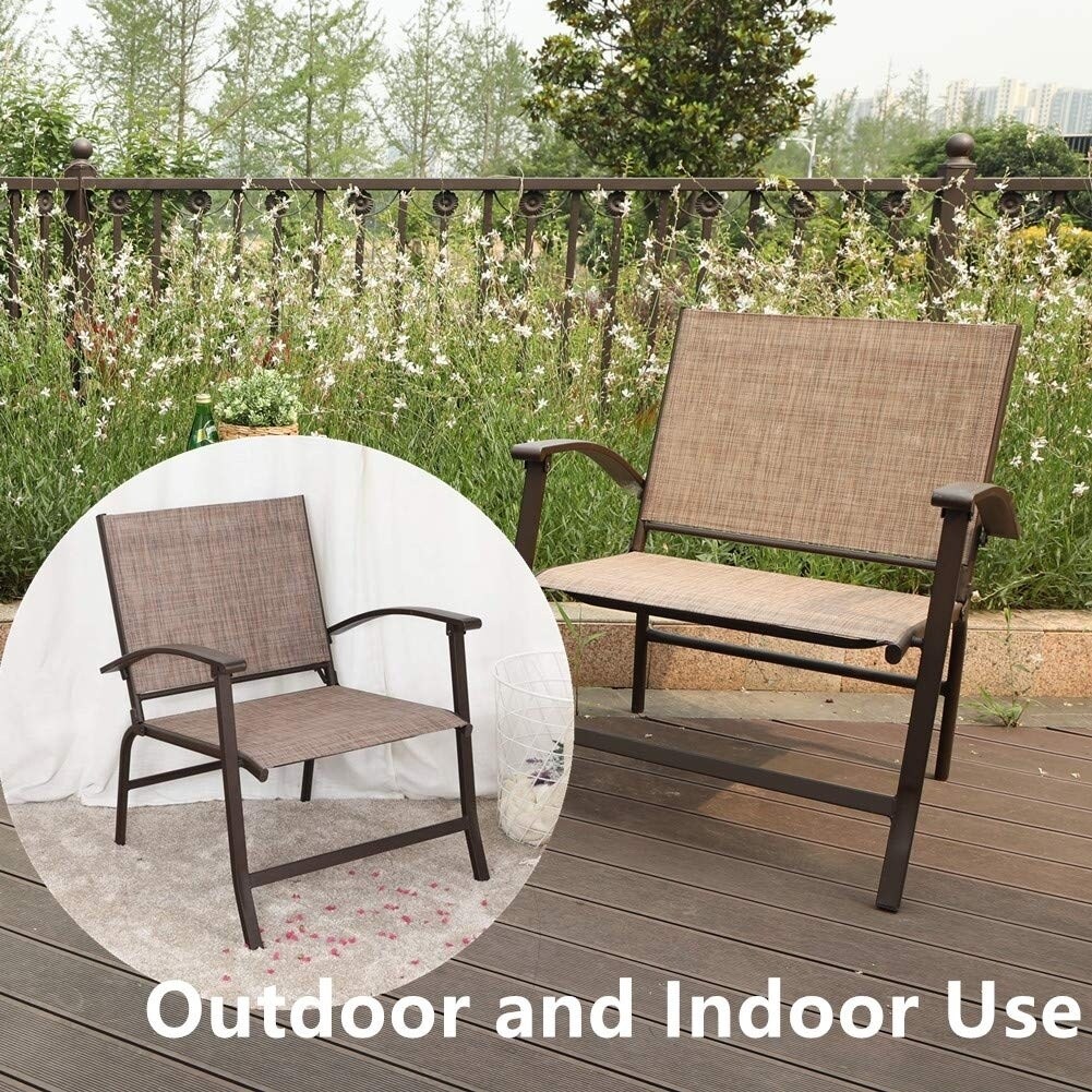 Shop Phi Villa 3 Piece Oversize Outdoor Sling Conversation Set Patio Folding Coffee Set Overstock 31102024