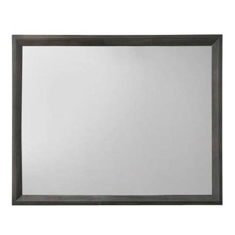 Rectangular Grained Wooden Frame Dresser Top Mirror, Gray and Silver