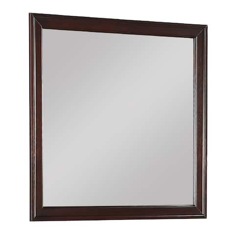 Rectangular Molded Wooden Frame Dresser Top Mirror, Cherry Brown and Silver