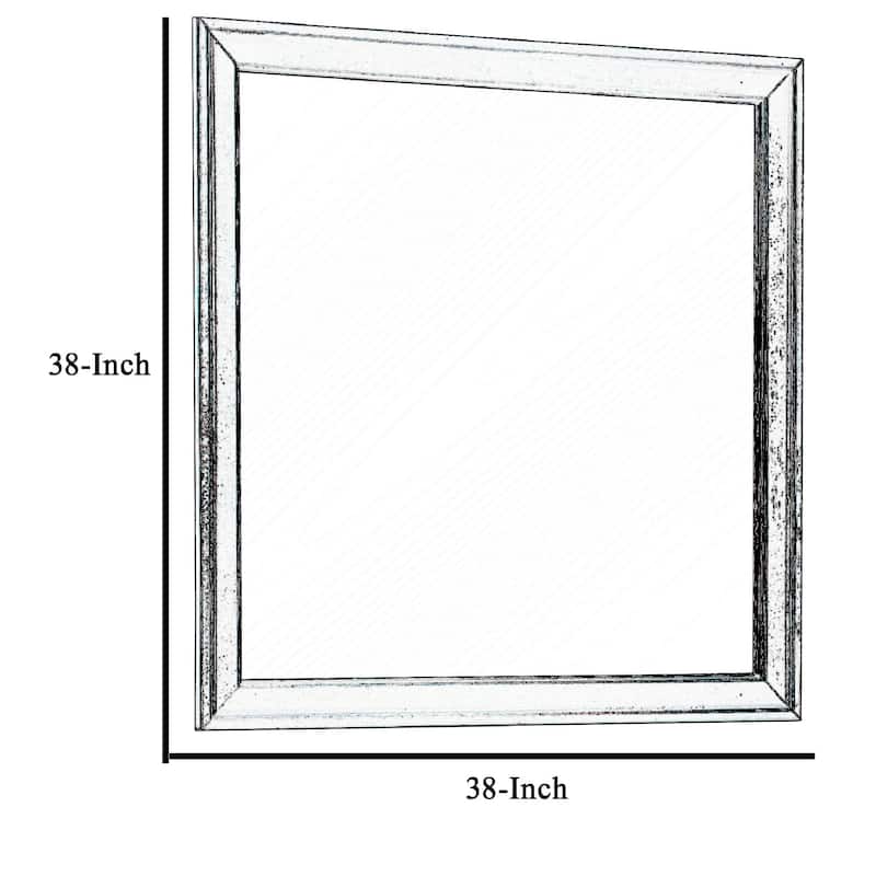 Rectangular Molded Wooden Frame Dresser Top Mirror, Cherry Brown and Silver