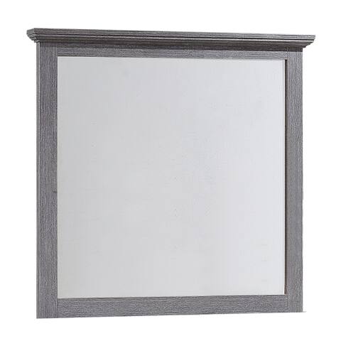 Rectangular Wood Encased Dresser Top Mirror, Gray and Silver