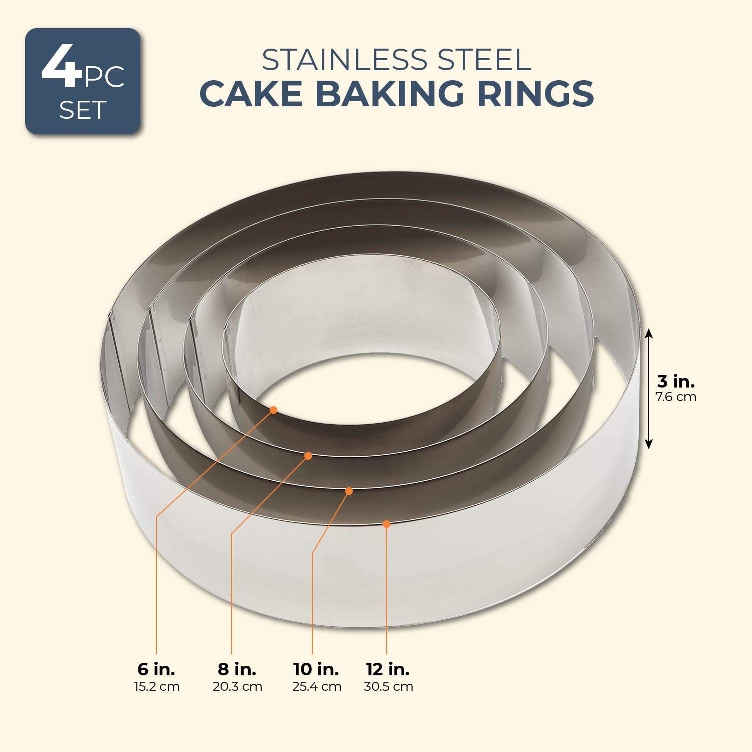 Metal Rings Molds Stainless Steel Cake Molds Pizza Baking Saucing Ring 6inch 