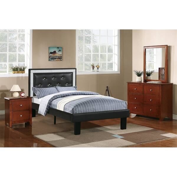 PU Upholstered Twin Size Bed, Espresso - Bed Bath &amp; Beyond - 31102318