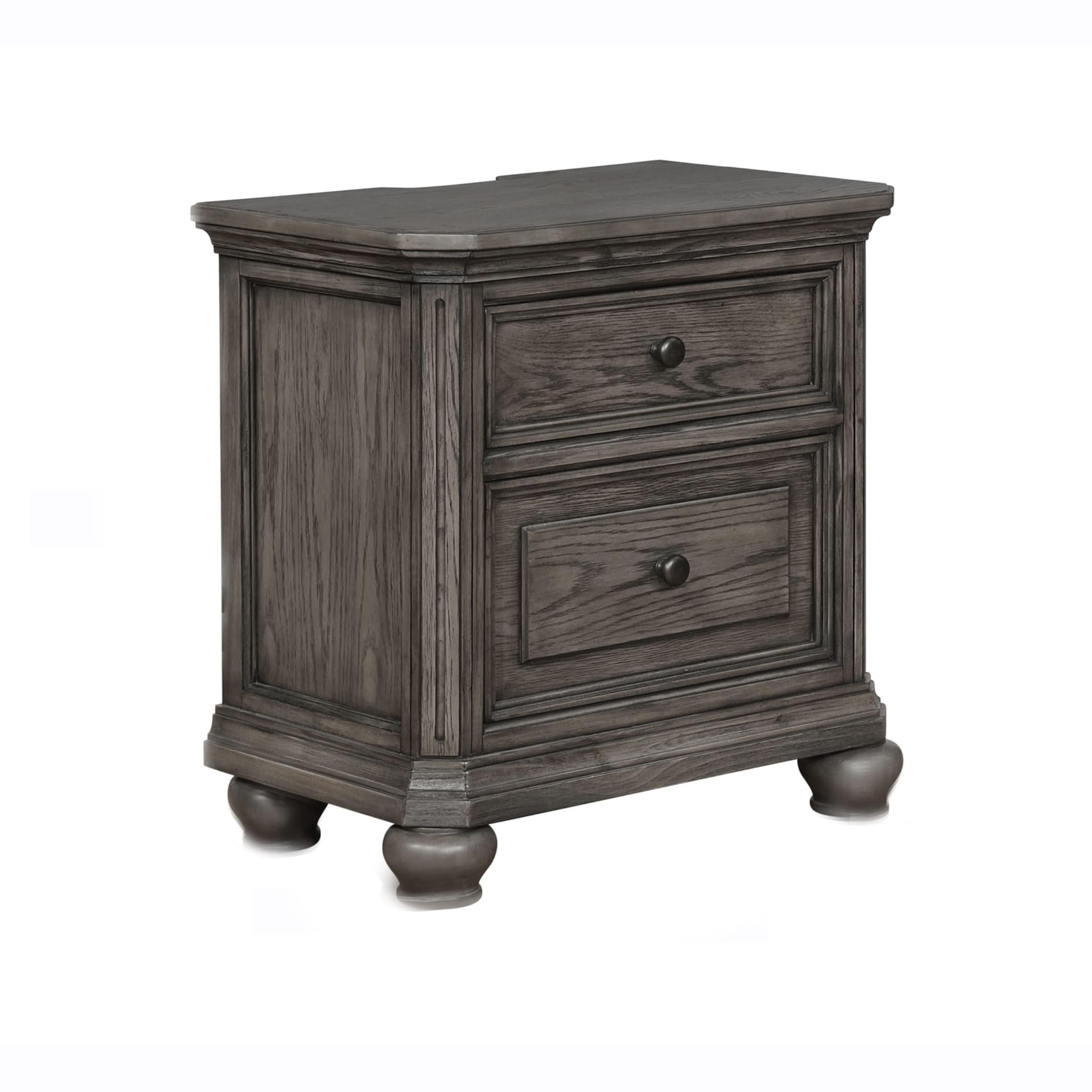 Shop 2 Drawer Transitional Nightstand With Usb Plugins And Power Outlets Gray Overstock 31102348