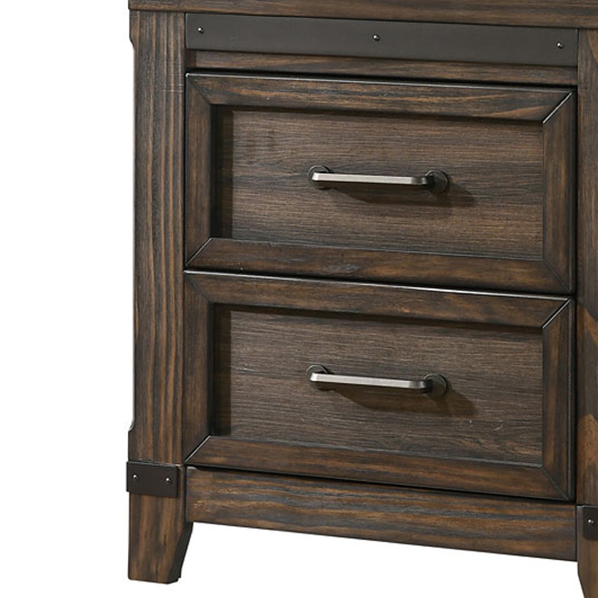 Shop Wooden Frame Nightstand With 2 Drawers And Metal Corner Accents Dark Brown On Sale Overstock 31102420